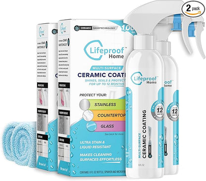 Lifeproof 2-Pack Ceramic Coating Spray Kit - Shine, Seal & Protect Kitchen & Bath Surfaces, Repels Stains & Grime
