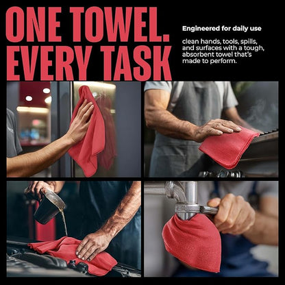 Utopia Towels Cotton Shop Towels 12x14 Inch, 100 Pack Soft, Absorbent Reusable Cotton Rags, Durable and Multipurpose Cleaning Shop Towel for Auto, Garage, Bar, & Home Cleaning (Red)