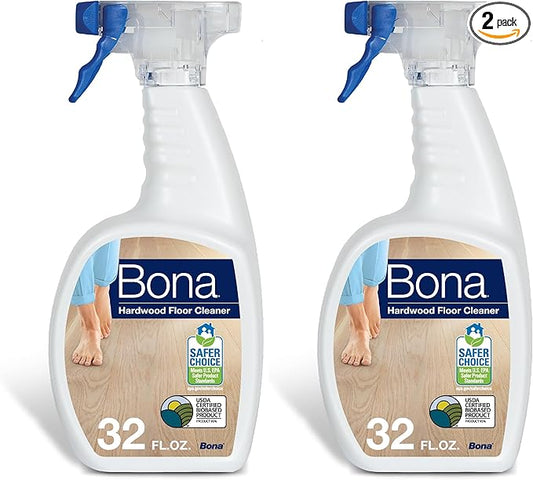 Bona Hardwood Floor Cleaner Spray - 32 fl oz - Unscented - Residue-Free Household Floor Cleaning Solution for Wood Floors (Pack of 2)