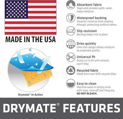 Drymate Jumbo XL Dish Drying Mat (19”x24”), Low-Profile, Super Absorbent, Quick Dry Fabric, Waterproof & Slip-Resistant, for Kitchen Counter, Trimmable, Easy to Clean (USA Made)(Charcoal)