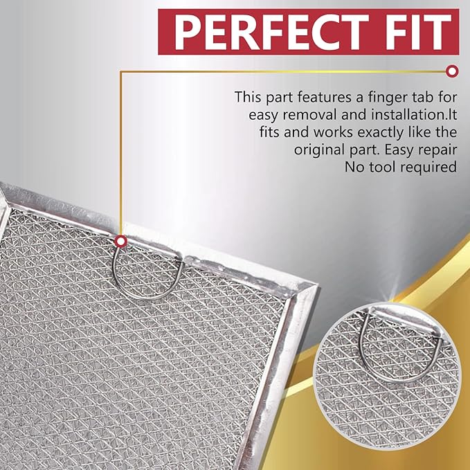 Microwave oven Grease Filter for G.EWB06X10309 WB06X10359 L.G 5230W1A012B Vent Replacement Filter 5 X 7-5/8 X 3/32 In (Pack 4)