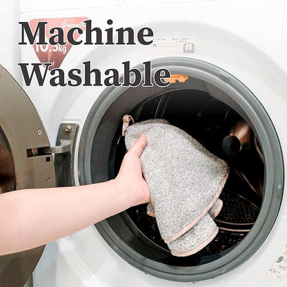 myHomeBody Hand Towels with Hanging Loops, Absorbent Charcoal Fiber Cleaning Clothes with Coconut Shell Button for Kitchen, Round Shape, Set of 2, Grey