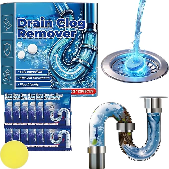 Strong Drain Effervescent Tablet,2026 New Sink Smell Effervescent Tablets - Quickly Remove Odors,Sink Drain Cleaner for Sewer,Toilet and Septic Tank,Versatile Disposal Cleaner for Kitchen Use (1box)