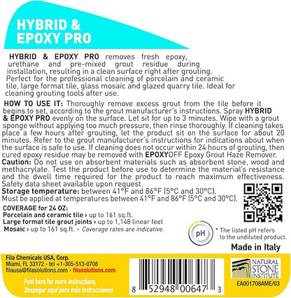 FILA Surface Care Solutions, HYBRID & EPOXY PRO, Instant Cleaner for Fresh Epoxy Grout residues, Grout Cleaner to use during Installation, Clean your Epoxy Floor Kit Tools after Epoxy Flooring, 24oz.
