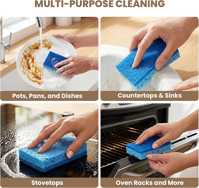 Kitchen Sponges, 24 Count, Non-Scratch Scrub Sponge, Dual Sided Cleaning Sponges for Dishes, Kitchen, Bathroom