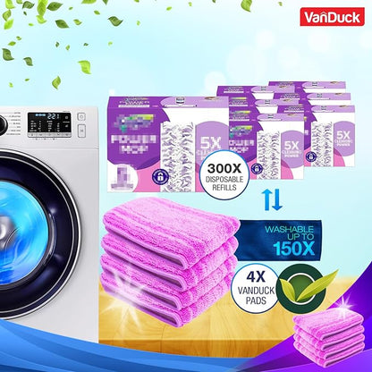 VanDuck Reusable Mop Pads for Swiffer PowerMop (6 Pack) - Microfiber Mop Refill for Wet Mopping Cloths - Washable Pads Compatible with Multi-Surface Floor Cleaning