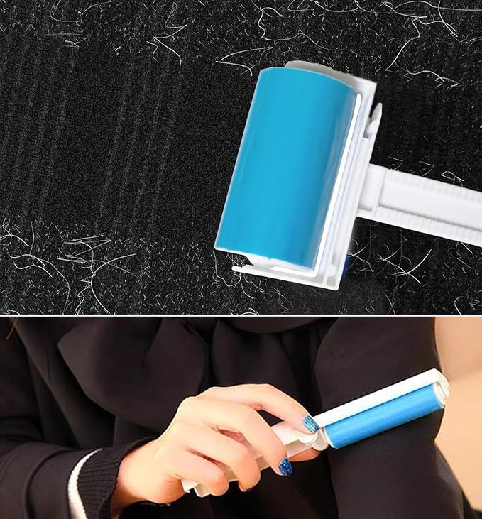 Reusable Sticky Lint Roller 2 Pack with Cover, Washable Portable Pet Hair Remover for Clothes, Travel, 1 Large and 1 Mini Size for Furniture, Car, Purse