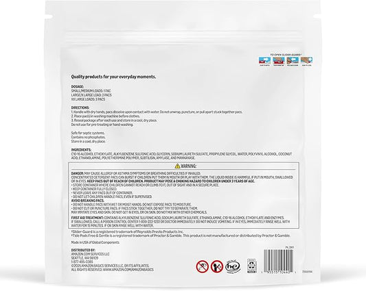 Amazon Basics Laundry Detergent Pacs, Free & Clear, Powerful Triple Action, Hypoallergenic, Unscented, 112 Count