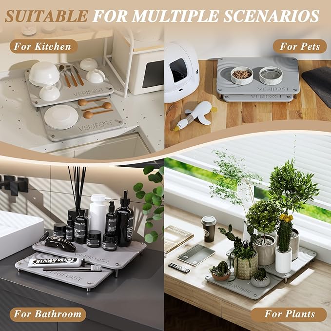 VERIFOST 2025 2pcs Large Stone Drying Mat for Kitchen Counter, Quick Drying Matt Kitchen Counter, Large Drying Stone for Kitchen Counter, Diatomaceous Earth Dish Drying Mat, Moonlight Gray