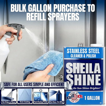 4 x 1 Gallon Sheila Shine Stainless Steel Cleaner and Polish - Cleans, Polishes & Protects Kitchen Appliances, Refrigerators, Sinks, Ovens & Grills - Stainless Steel Refrigerator Cleaner