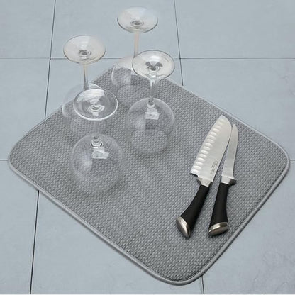 Norpro 18 by 16-Inch Microfiber Dish Drying Mat, Grey (359G), Pack of 1