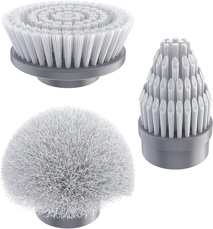 Replacement Brush Heads Set of 3 for GENIANI Electric Spin Scrubber, Scrub Brush for Cleaning Bathroom, Tile, Floor, Tub, and Shower (White)