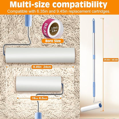 Large Lint Roller for Pet Hair Extra Sticky,10 Years Lifespan,9.45''/6.3" Pet Hair Removal Tool Roller for Dog Cat Hair,450 Sheets/5 Refills,Detachable Telescoping Extension Large Lint Roller