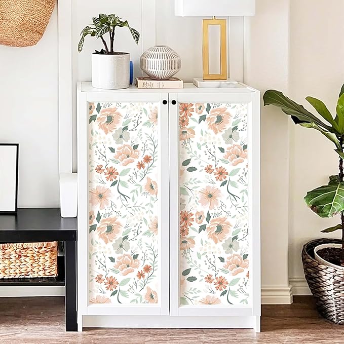 Heroad Brand 16.1"x196" Boho Floral Peel and Stick Wallpaper Retro Flower Contact Paper for Cabinets Waterproof Removable Self Adhesive Drawer Liner Decoration Wall Paper for Walls