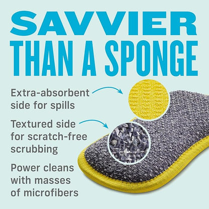E-Cloth Washing Up Pad, Premium Microfiber Non-Scratch Kitchen Dish Scrubber Sponge, Ideal for Dish, Sink and Countertop Cleaning, 100 Wash Guarantee, Yellow, 2 Pack