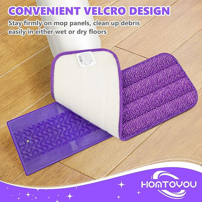 HOMTOYOU Reusable Pads Refills for Swiffer Power Mop: 6 Pack Microfiber Pad for Multi-Surface Floor Cleaning - Machine Washable Replacement Sweeping Cloths for 13 ''-15 '' Spray Mop