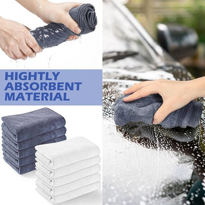 10 Pcs Extra Large Microfiber Cloth 30" x 20" Large Floor Microfiber Towel Reusable Washable Free Lint Free Cloth Rag for Squeegee Mop Floor Window Housekeeping (White,Gray)
