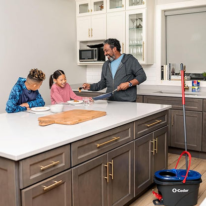 O-Cedar EasyWring RinseClean Microfiber Spin Mop & Bucket Floor Cleaning System with 3 Extra Refills, Plastic, Grey