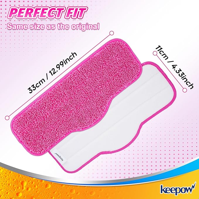 KEEPOW Microfiber Steam Mop Pads Compatible with Schenley Steam Mop Cleaner, Washable and Reusable Replacement Mop Pads Accessories Fit for Steam Mop SLFCSM064 & SLFCSM063 （4 Pack）