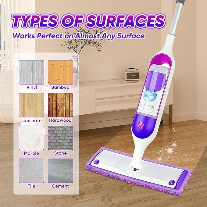 GLIMGLINT 16 Pack Reusable Microfiber Mop Pads Compatible with Swiffer PowerMop, 13 ''-15 '' Spray Mop- Washable Pads for Multi-Surface Floor Cleaning