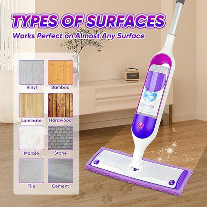 GLIMGLINT 16 Pack Reusable Microfiber Mop Pads Compatible with Swiffer PowerMop, 13 ''-15 '' Spray Mop- Washable Pads for Multi-Surface Floor Cleaning
