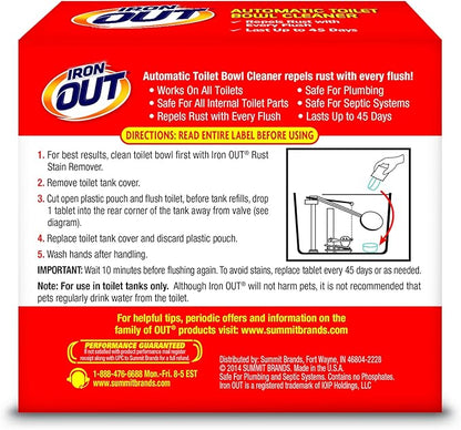 Iron OUT Automatic Toilet Bowl Cleaner, Repel Rust and Hard Water Stains with Every Flush, Household Toilet Cleaner, Pack of 6, 24 Tablets