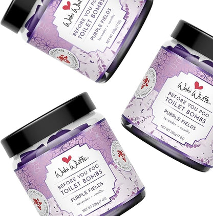 Fizzing Toilet Bombs – Purple Fields | Natural Bathroom Deodorizer | Odor Eliminator Tablets For Freshness & Cleanliness | Eco-Friendly Septic Safe Tablets | 60 Count |