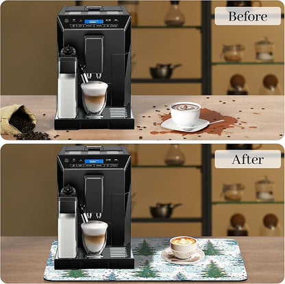Bloss Christmas Drying Mat, 16"x24" Absorbent Coffee Mat with Waterproof Rubber Back, Fit Under Coffee Maker Machine / Counter