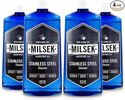 Milsek Stainless Steel Cleaner - Multipurpose Cleaning Supplies for Home and Kitchen Appliances, Sink, Stovetop, Dishwasher, Microwaves and Refrigerators - 12 Fl Oz (Pack of 4)