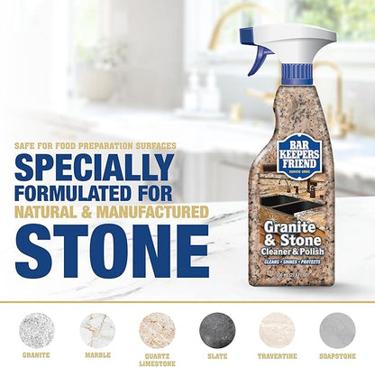 Bar Keepers Friend Granite & Stone Cleaner & Polish (25.4 oz) Granite Cleaner for Use on Natural, Manufactured & Polished Stone, Quartz, Silestone, Soapstone, Marble - Countertop Cleaner & Polish (2)