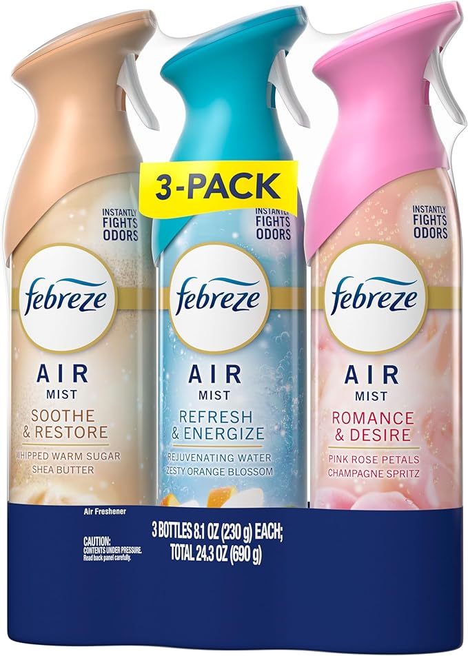 New & Improved Air Mist Mood Mix Air Freshener, Home and Kitchen Essentials, Odor Fighting Room Spray, 8.1 oz bottle, 3 Count