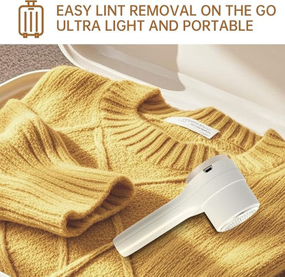 Fabric Shaver, Lint Remover Rechargeable 3-Speed Remove Fuzz, Pilling for Wool, Clothes, Sweater, Coat, Electric Lint Shaver with Stainless Steel Replacement Blades, Light Beige