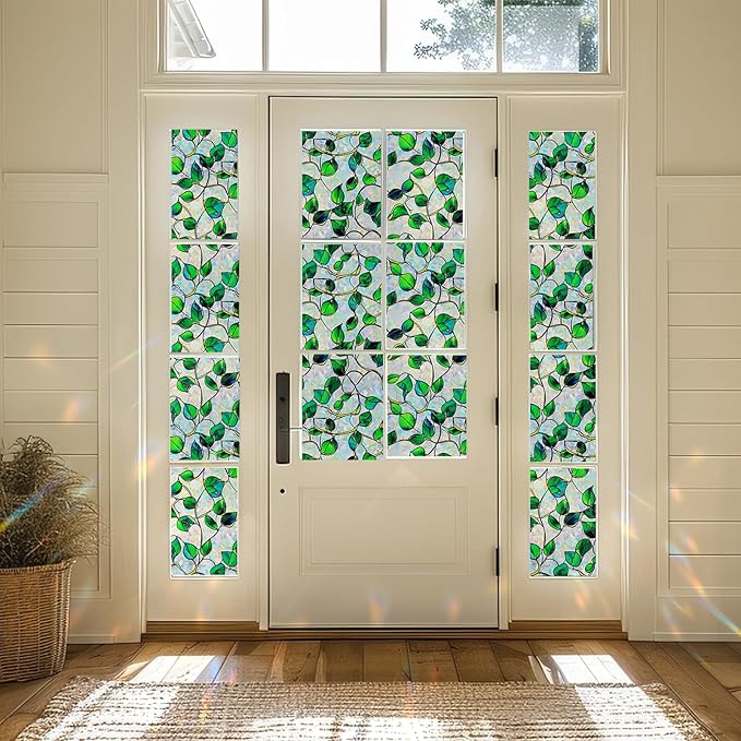 Rainbow Window Privacy Film,Heat Control,UV Blocking,Anti-Glare,Day & Night Privacy Protection & Decoration for Home, Bathroom,Glass Door,Static Cling,Renter-Friendly with Installation Tools