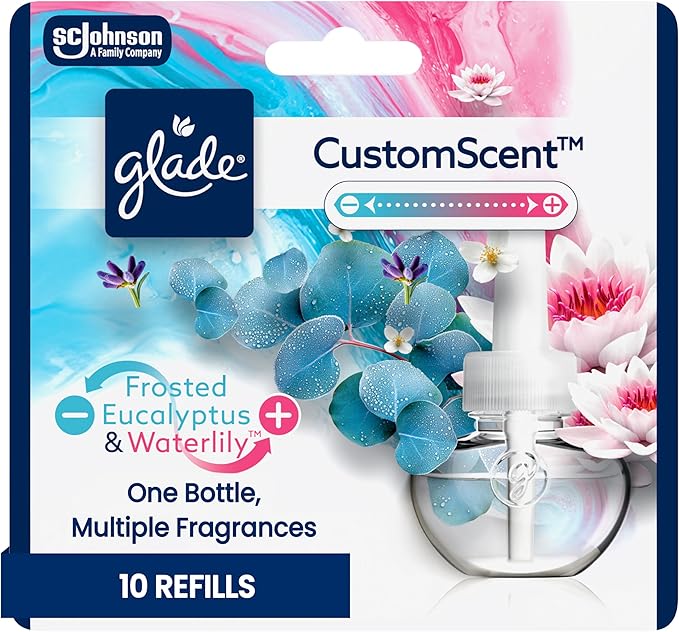 Glade PlugIns Refills with CustomScent Technology, Eucalyptus & Waterlily, 10 Refills