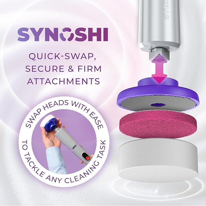 SYNOSHI PRO Electric Spin Scrubber Magic Melamine Sponge for Bathroom & Shower Cleaning Brush, Kitchen Brush Head For Power Scrubber - Set of 3 Magic Sponges