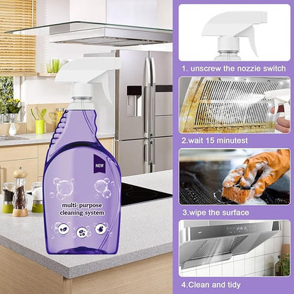 All-In-One Multi Purpose Cleaning System for Ovens, All-Purpose Cleaning Spray with 18 Pcs Cleaning Tablets, Multi-Surface Cleaner for Home Instant Stain Removal
