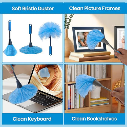 Ceiling Fan Cleaner Duster Kit 72 Inch Ceiling Fan Duster Extension Pole 8-in-1 Microfiber Duster Set for High Ceilings, Fan Blades, and Lights Reusable Cleaning Tools with Storage Bag