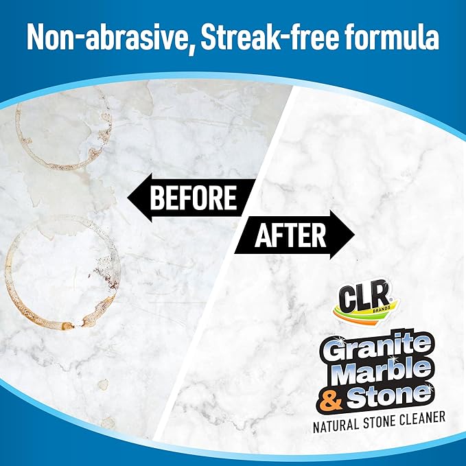 CLR Stone, Marble and Granite Cleaner - Cleans, Shines and Protects Against Spills, Food Stains, Dirt and Grime - 12 Ounce Spray Can