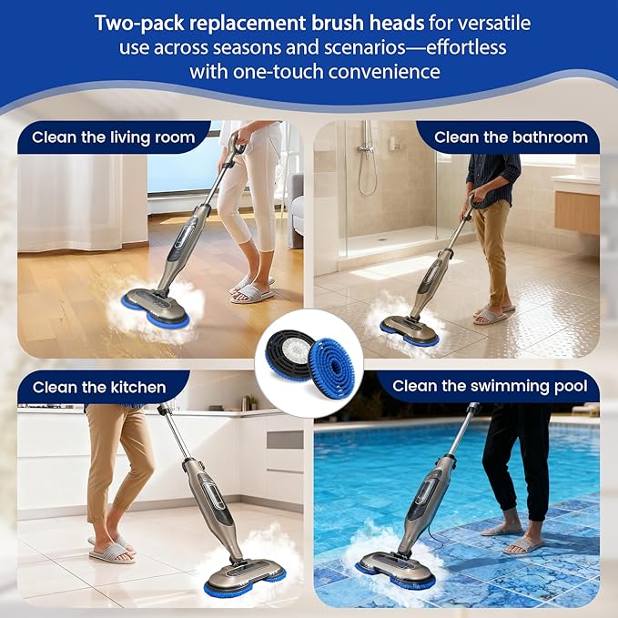 2 Pack Replacement Brush Heads for Shark, Brush Heads for Shark Compatible with S8201, S8001, S7001, S7201 - Steam Mop Pads with Nylon, Deep Clean Hardwood & Tile Floors, Scratch-Free- (Blue)