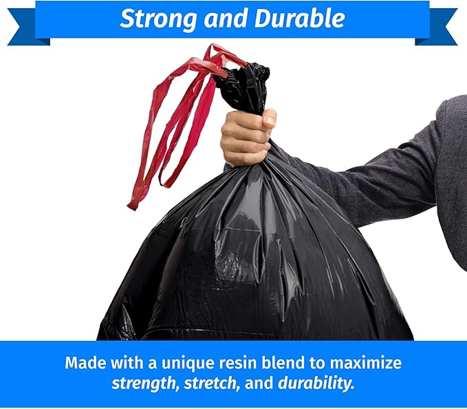 Reli. 39 Gallon Trash Bags Drawstring (100 Count) Large 39 Gallon Heavy Duty Drawstring Trash Bags, Garbage 39Gal Capacity, Lawn Leaf (39Gal, Black)