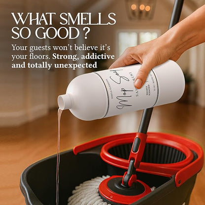 Mop Soap Highly Scented Fragrance, Long Lasting Luxury Floor Cleaner for Hardwood, Tile, Laminate & Stone, Low Suds No Residue Formula, All Mop Types, Made in USA, 32oz Santorini Silk Fragrance