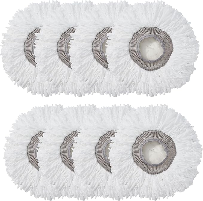 True & Tidy MP-365 Round Mop Pad Replacement Set for SPRAY-360 Clean Everywhere Spray Mop Kit, Machine Washable up to 100x (8)