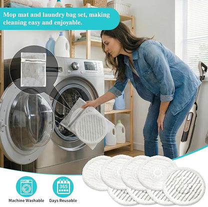 8 Pack Replacement Steam Mop Pads for Shark with 1 Laundry Bag, Fits S8201, S8001, S7001, S7201, S7000AMZ, S7005, S7020, S7001C Washable, Durable Steam and Scrub Pads for All Floors