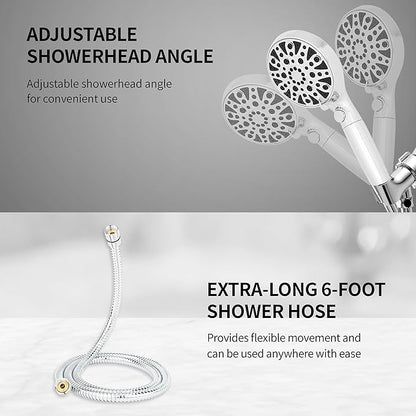 HYLER Filtered Handheld Shower Head with 8-Spray Modes and 1-Jet, 1.8 GPM Water Saving, ON/OFF Switch, 6ft Extra-long Stainless Hose, 15-Stage Strong Filter, Black Matte and 1-Extra Filter