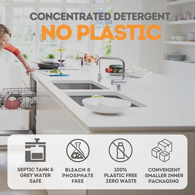 Dishwasher Detergent Sheets, 120 Washes, Natural Dishwasher Detergent Liquid, No Plastic or Phosphate Septic & Gray Water Safe, Organic, No Mess, Use in Dishwasher or Sink