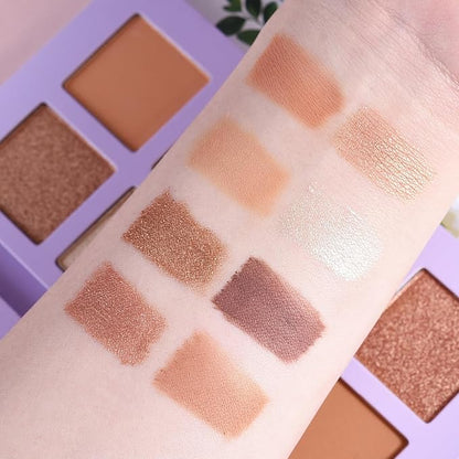 Matte Nude Eyeshadow Palette, 8 Shades High Pigmented Organic Long Lasting Vegan Palette with Brush