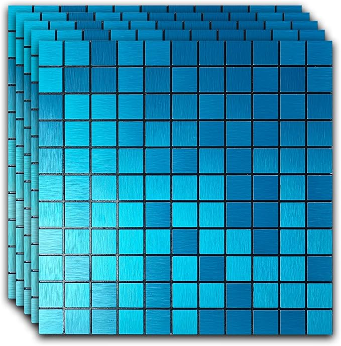 10pcs Waterproof Non-Slip Mosaic Wall Stickers, Heat-Resistant Self-Adhesive Tiles, Easy Cut & Peel for Kitchen Bathroom Bedroom Living Room (10, Blue)
