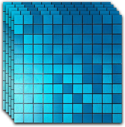 10pcs Waterproof Non-Slip Mosaic Wall Stickers, Heat-Resistant Self-Adhesive Tiles, Easy Cut & Peel for Kitchen Bathroom Bedroom Living Room (10, Blue)
