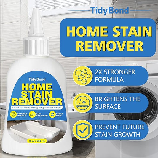 Home Stain Remover Gel, Heavy Duty Stain Cleaner, Deep Clean for Front Loader Washing Machine Seal, Refrigerator Strips, Rubber Gasket, Bathroom Grout, Tile, Shower, Caulk - 8 fl oz