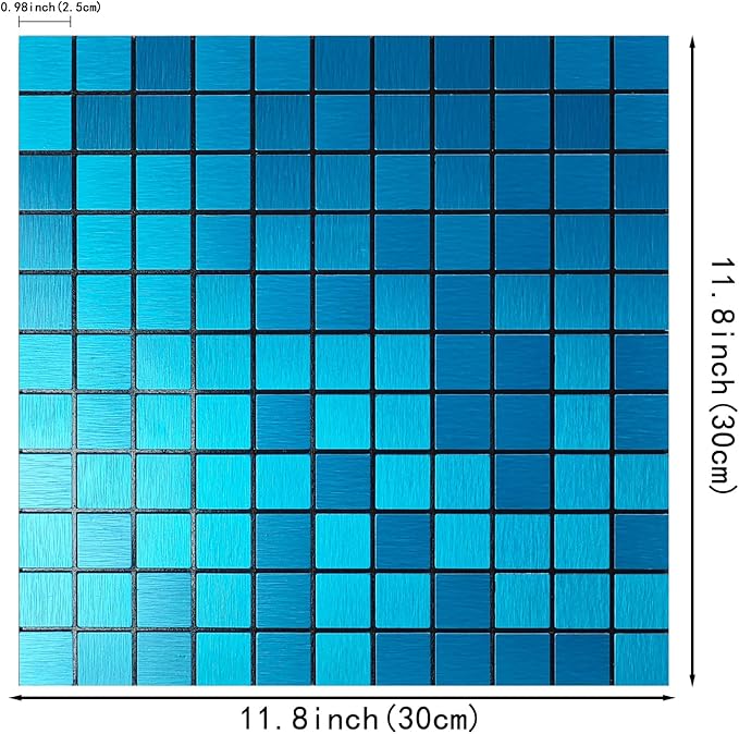 10pcs Waterproof Non-Slip Mosaic Wall Stickers, Heat-Resistant Self-Adhesive Tiles, Easy Cut & Peel for Kitchen Bathroom Bedroom Living Room (10, Blue)